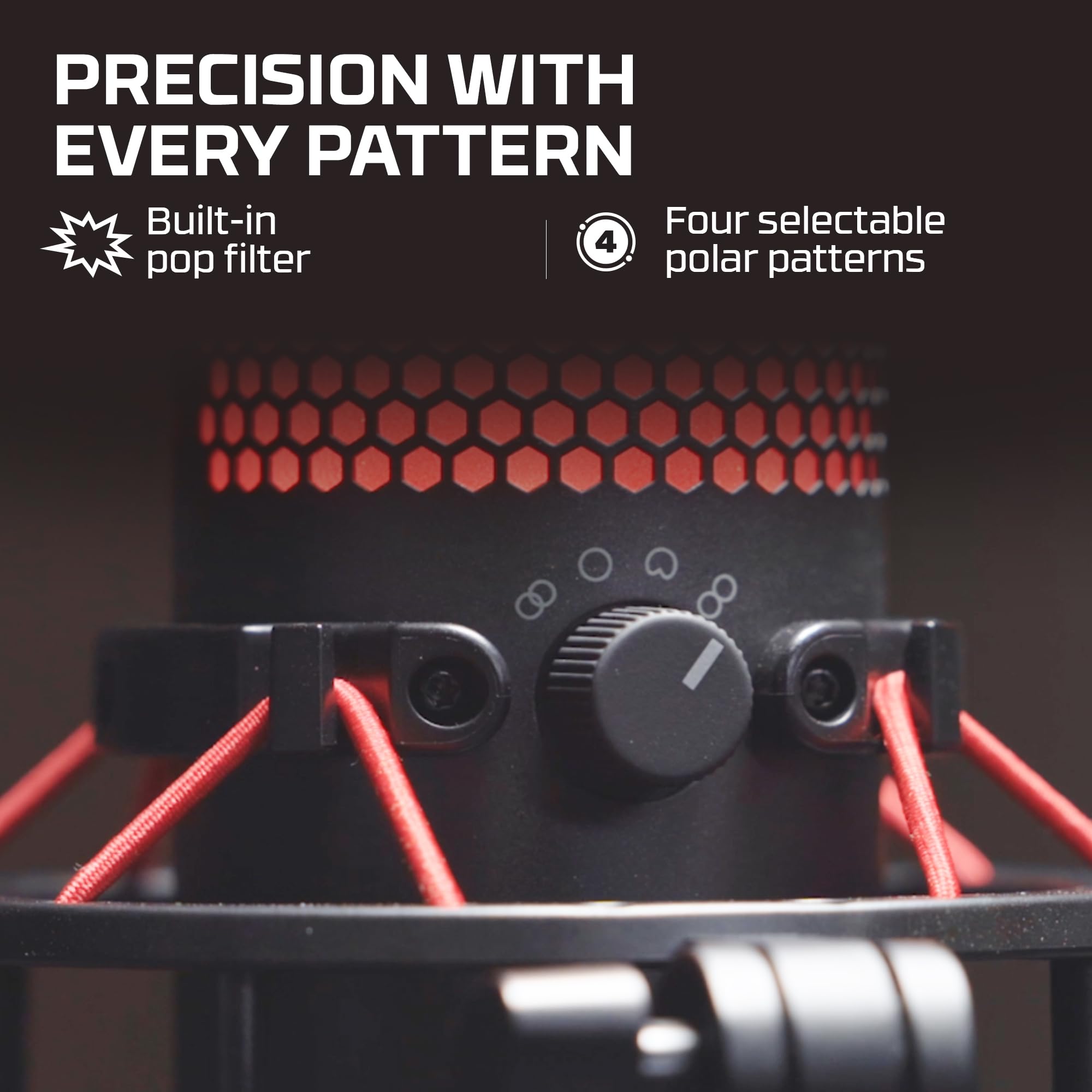 HyperX QuadCast - USB Condenser Gaming Microphone, for PC, PS4, PS5 and Mac, Anti-Vibration Shock Mount, Four Polar Patterns, Po